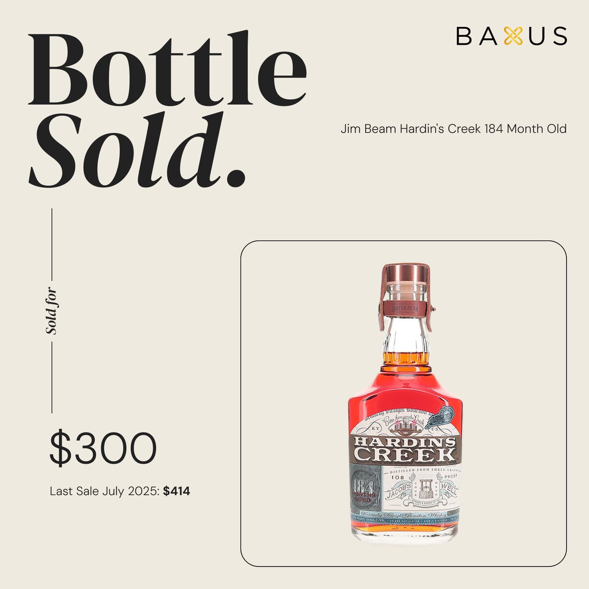 A 2022 special release from Jim Beam bottled under the Hardin's Creek Jacob's Well label. 

Matured for 184 months or 15 years and 4 months - this is blended from 15 year old high rye bourbon and 16 year old traditional Jim Beam bourbon. 🥃

If you've tried it, let us know what