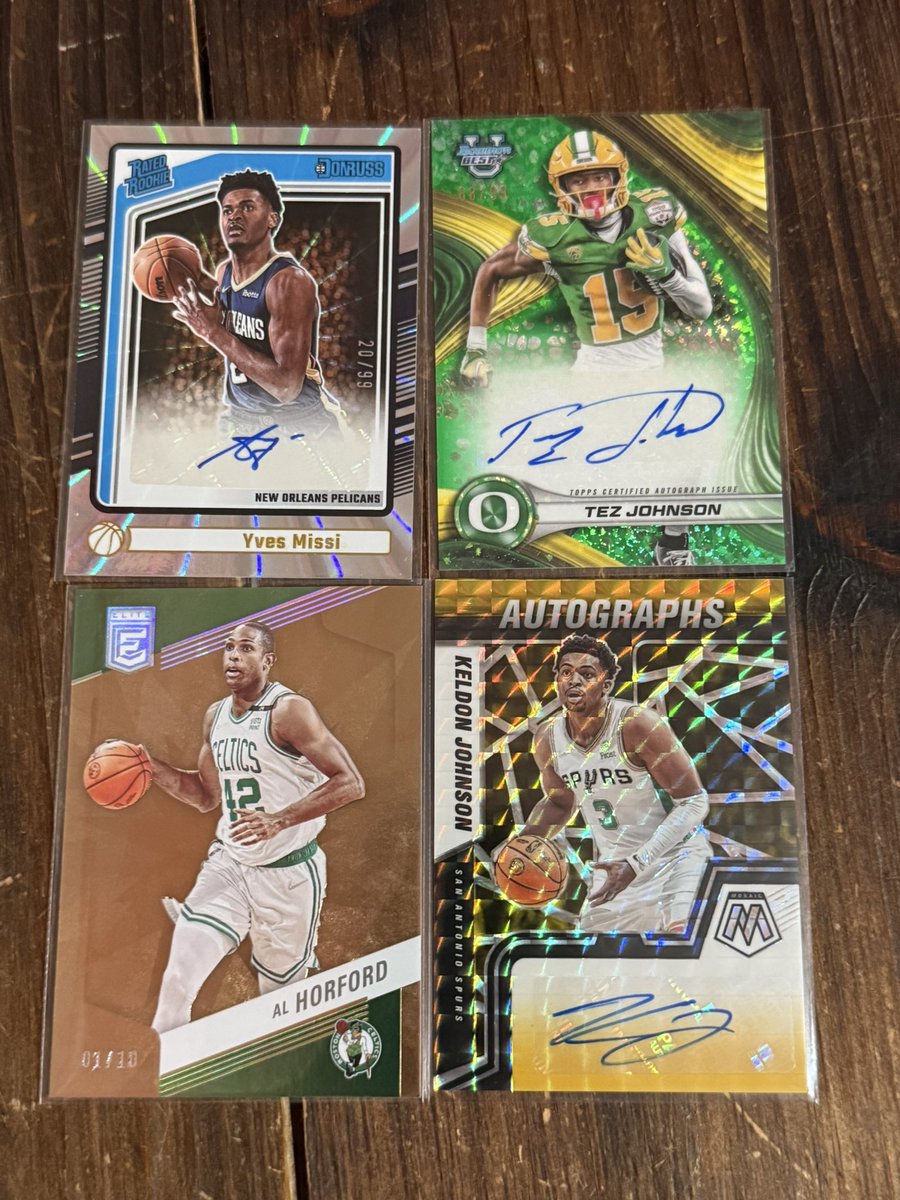 RRSC_14's tweet photo. #RRSCStacks26 x #XNat25
——
$4.50 BMWT
$1.00 PWE
$50+ Ships Free!!
———
10% of all proceeds go to charity! See pinned.
——
Missi /99 - $20
Tez /99 - $15
Horford /10 - $25
Keldon /8 - $40 https://t.co/wilxxaIdHe