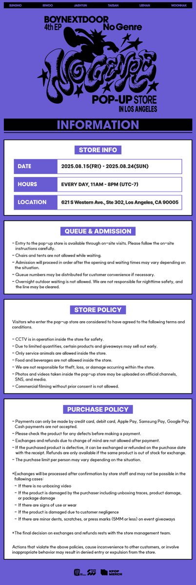 BOYNEXTDOOR 4th EP 'No Genre' POP-UP STORE (@BOYNEXTDOOR_SW