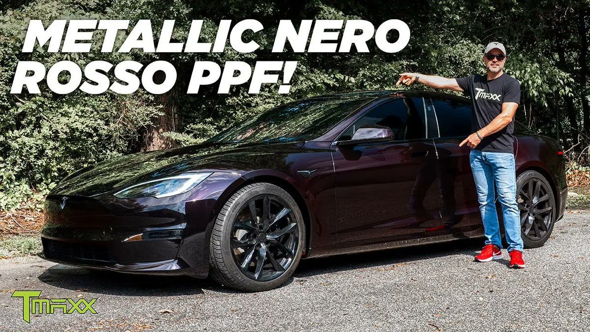 Check it, #TMaxx Metallic Nero Rosso PPF!  Installed on this #Tesla Model S - by <a href="/TSportline/">T Sportline</a> 
youtu.be/F11b2WIjq_c