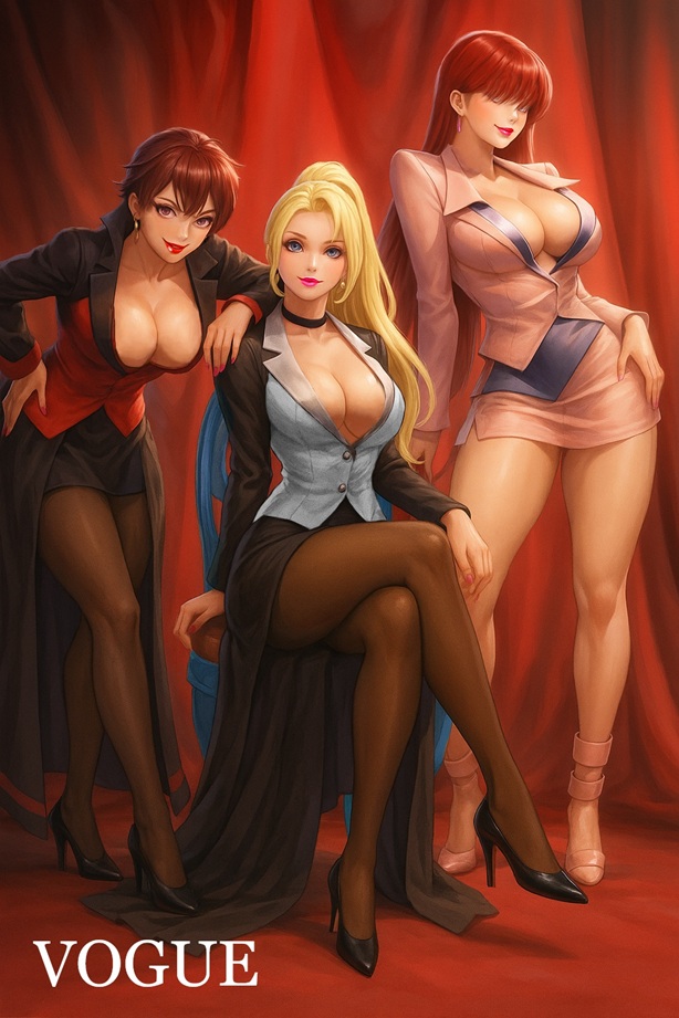 Poisopond's tweet photo. Shermie, Mature and Vice for "VOGUE"! #Shermie #MatureKOF #ViceKOF #KOF @SNKPofficial https://t.co/4opvNXItFZ