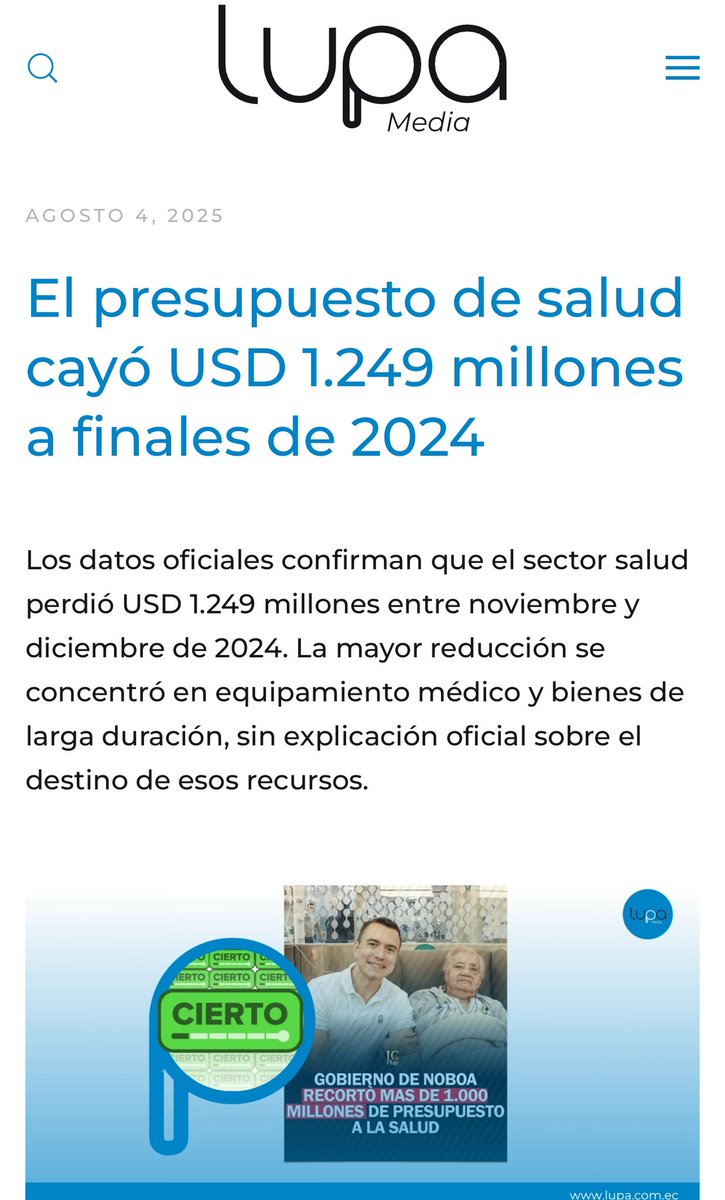 El principal problema en el sistema de salud es la falta de voluntad política para financiar el sistema. 

Solo en 2024 el presupuesto se redujo en 1.200 millones de dólares. 

En teoría una de las reglas fiscales que tenemos es destinar al menos el 4% del PIB a salud, lo cual no