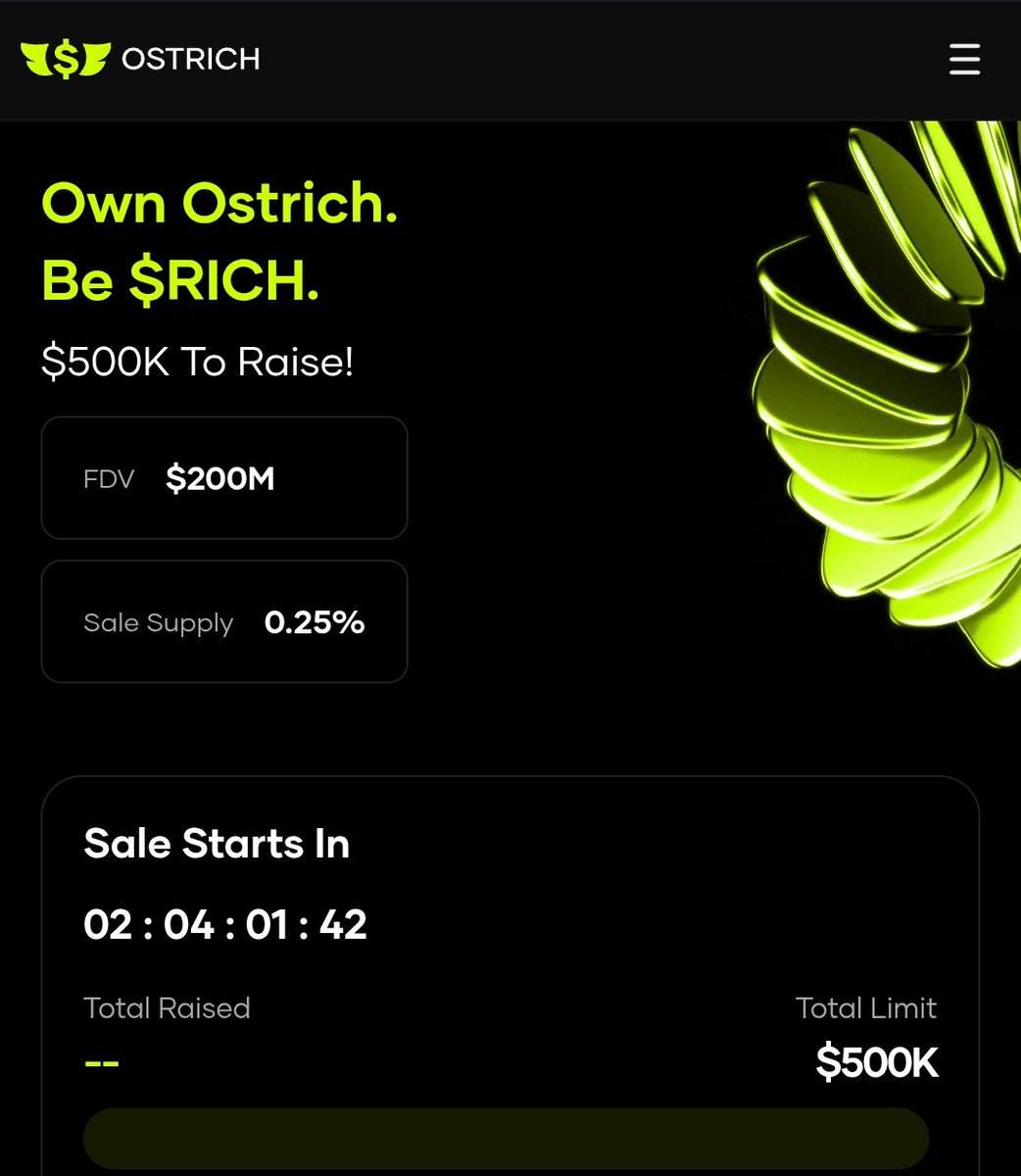kingjsa205's tweet photo. WHY @Ostrich_HQ | $RICH WILL BE THE NEXT BIG THING
2 DAYS TO GO β
MULTIPLE exchanges have launched their native tokens in the year gone by.
They performed well!
Ostrich exchange is the FIRST GLOBAL EXCHANGE ONCHAIN
ATTAINED AN HEIGHT OF
- $150m volume
- $100k in trading fees
Top Crypto Exchanges, Their Native Tokens, Launch Price, ATH, and Multipliers
β’ Binance - BNB
Launch Price: $0.11 (mid-2017 ICO)
All-Time High (ATH): $793.99 on December 4, 2024
7,200Γ now!!!
β’ OKX β OKB
Launch Price: $1.60 (May 2019)
ATH: $69.24 in March 2024
~43Γ now!!
β’ KuCoin β KCS
Launch Price: $0.72 (October 2017)
ATH: $28.80 on December 1, 2021
~40Γ now!!
β’ Uniswap β UNI
Launch Price: $0 (airdropped in September 2020; began trading shortly after)
ATH: $15.50 in January 2021
β’ https://t.co/JCfHb8ngOb β GT (GateToken)
Launch Price: Not clearly documented (launched 2019)
ATH: $25.96 as of January 25, 2025
Don't repeat past mistakes.... $RICH is here now!!
No VCs. No private investors. This is the first-ever chance to get $RICH.
Ticker - $RICH
Investment Cap - $500K (0.25% of Total Supply)
Fully Diluted Valuation - $200M
Start Date - 12th August 2025 (2:00 PM UTC)
End Date - 14th August 2025 (2:00 PM UTC)
Participate here -
https://t.co/cH0VoTp0WD
Eligibility Criteria
You must be an existing Ostrich user before 12th August 2025.
You must meet the minimum participation amount.
Hop in now β