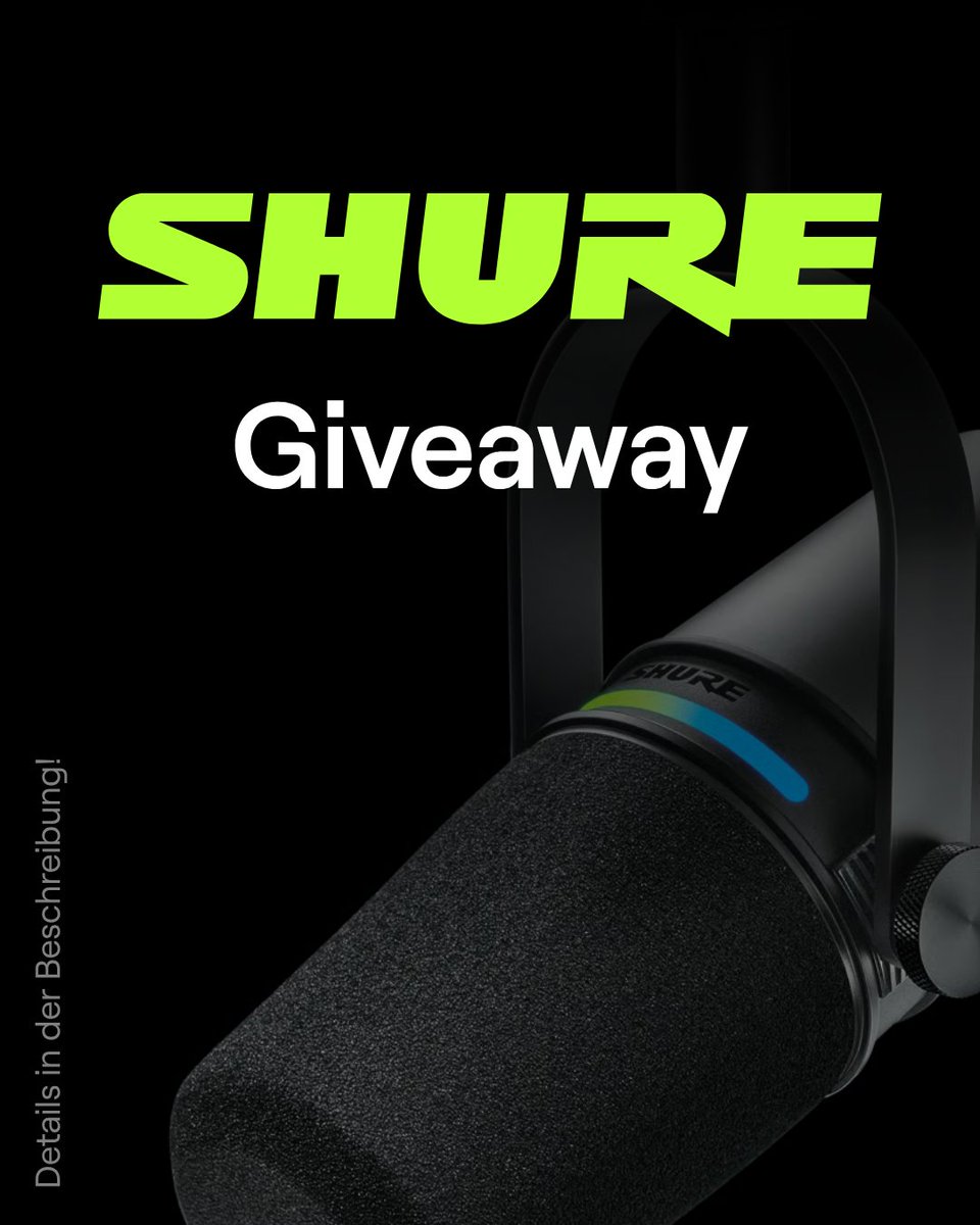 🎤 SHURE GIVEAWAY!

Alle, die am 21.08.2025 beim Event eingecheckt sind, haben die Chance auf unser Shure Giveaway!

Wir danken Shure, dass sie auch dieses Jahr unsere Events unterstützen! 💚

Details + Teilnahmebedingungen zum Giveaway folgen.
Der Rechtsweg ist ausgeschlossen.