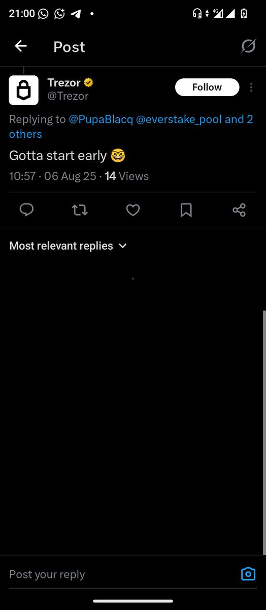 Cyrus_of_X's tweet photo. When Trezor themselves tell you to “start early”…
You know you’re in the right place 🏆
#Solana #Everstake #SpellxEverstake https://t.co/fRFulg9bvE