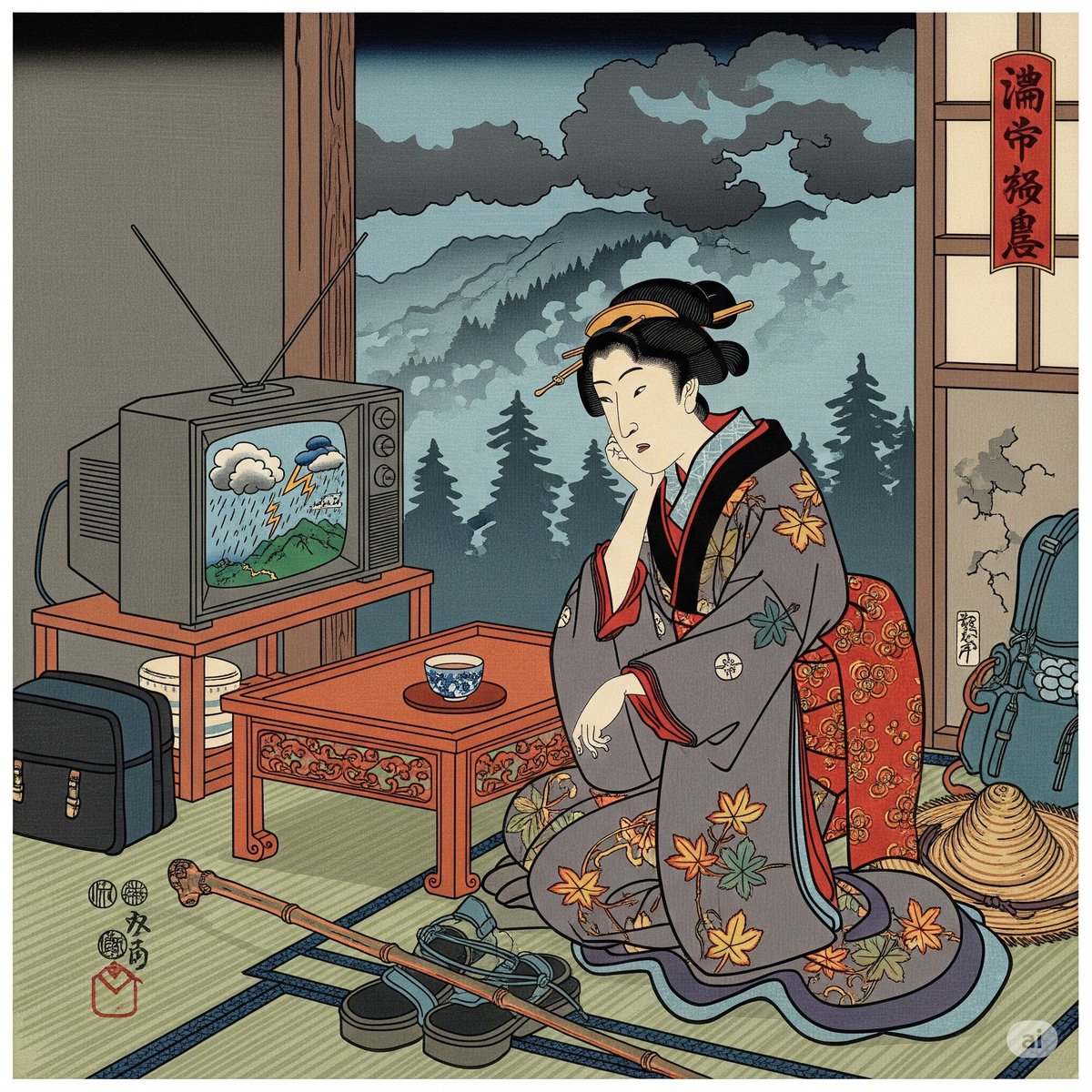 山の日なので丹沢へ登山に行こうと思い早起きしたが天気が悪いので諦めた江戸庶民