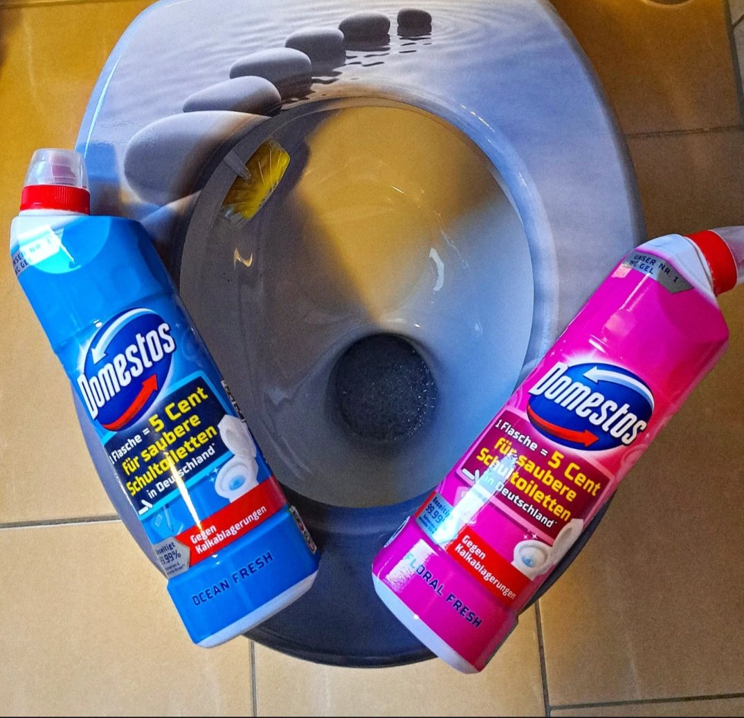 MitTesten's tweet photo. Werbung 

Wir dürfen das Domestos Kraft &amp; Frische WC Gel in den Sorten Floral Fresh und Ocean Fresh testen. 

Domestos spendet pro Flasche in der Aktions-Packung 5 Cent für saubere Schul-Toiletten. 

 #trnd_domestos #domestos #trnd @trnd_dach https://t.co/P3jReKp2cL