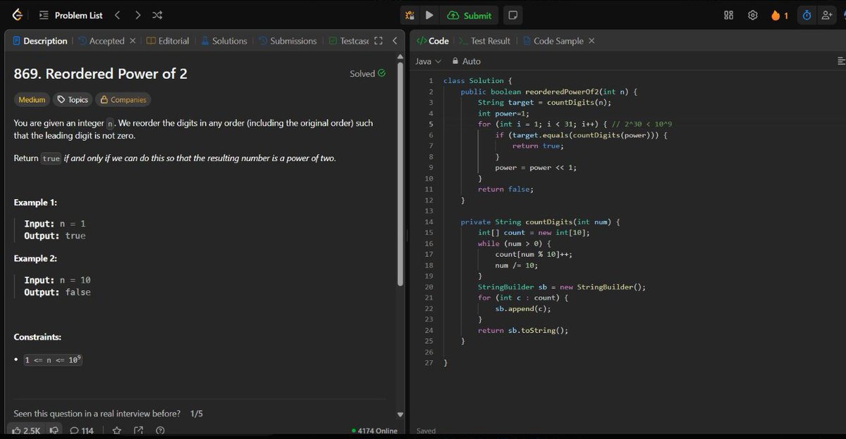 SaranshUpadhy20's tweet photo. Solved Leetcode POTD Initial intuition was about sorting and checking if they are equal, saw a code sample for the optimized approach. #DSAWithKunal #DSA #LeetCode #100DaysOfCode #BuildingMyCodingLogic https://t.co/cPxwI5qQaA