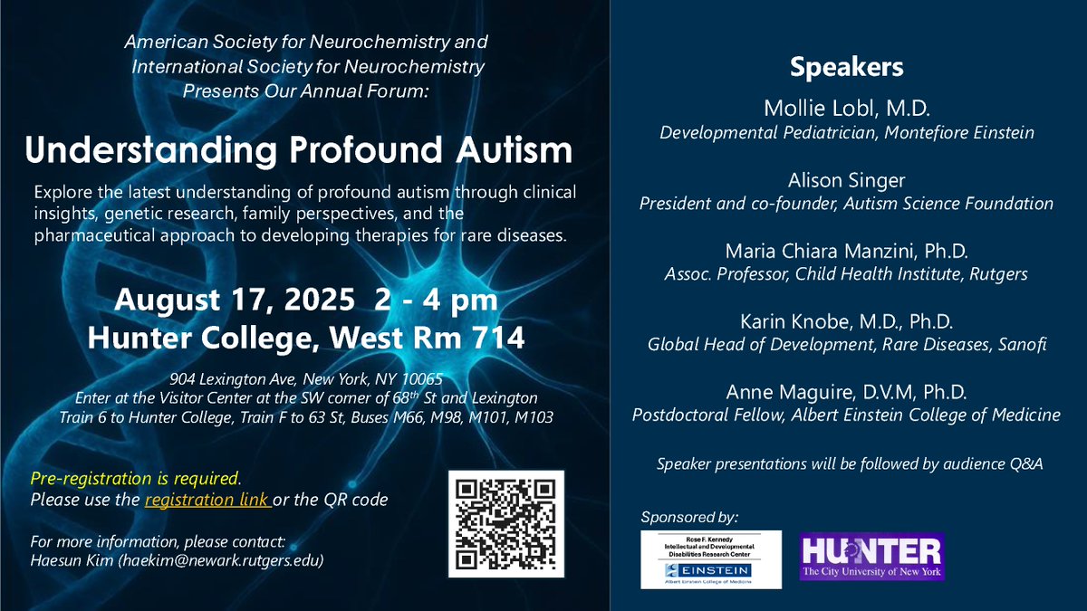 "Understanding Profound Autism" — From Einstein/Montefiore: Dr. Mollie Lobl (clinical insights) &amp; Dr. Anne Maguire (cutting-edge research) present alongside Alison Singer <a href="/AutismSciFounda/">Autism Science Found</a> and others. I’ll moderate the Q&amp;A. Sponsored by <a href="/EinsteinMed/">Albert Einstein College of Medicine - Official</a>’s <a href="/RFK_IDDRC/">RFK IDDRC</a>.