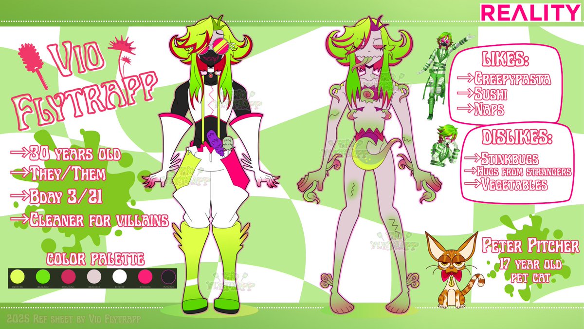 ── ⋆⋅:🪰:⋅⋆ ──
Don't ask, don't tell...
💠Reality Vtuber💠

I'm Vio Flytrapp, a Venus Flytrap cleaner for hire by villains. Someone's gotta clean up the carnage, right?

Art: #VioValuables 
Fanmark: 🪰🪤
All Important Links: linktr.ee/mischievio 
── ⋆⋅:🪰:⋅⋆ ──