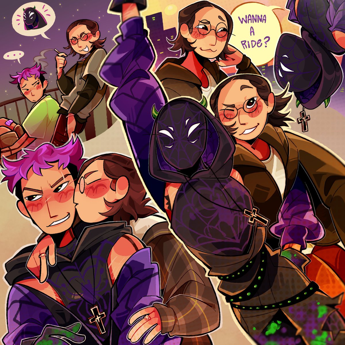 COMMISSION OF MY SPIDERVERSE THANGYU I RECEIVED FROM <a href="/lakesparkles/">LAYS 🐈‍⬛</a> !!! 💜💜💜 SO SO CUTE i highly recommend commissioning them they are SO sweet 🫶