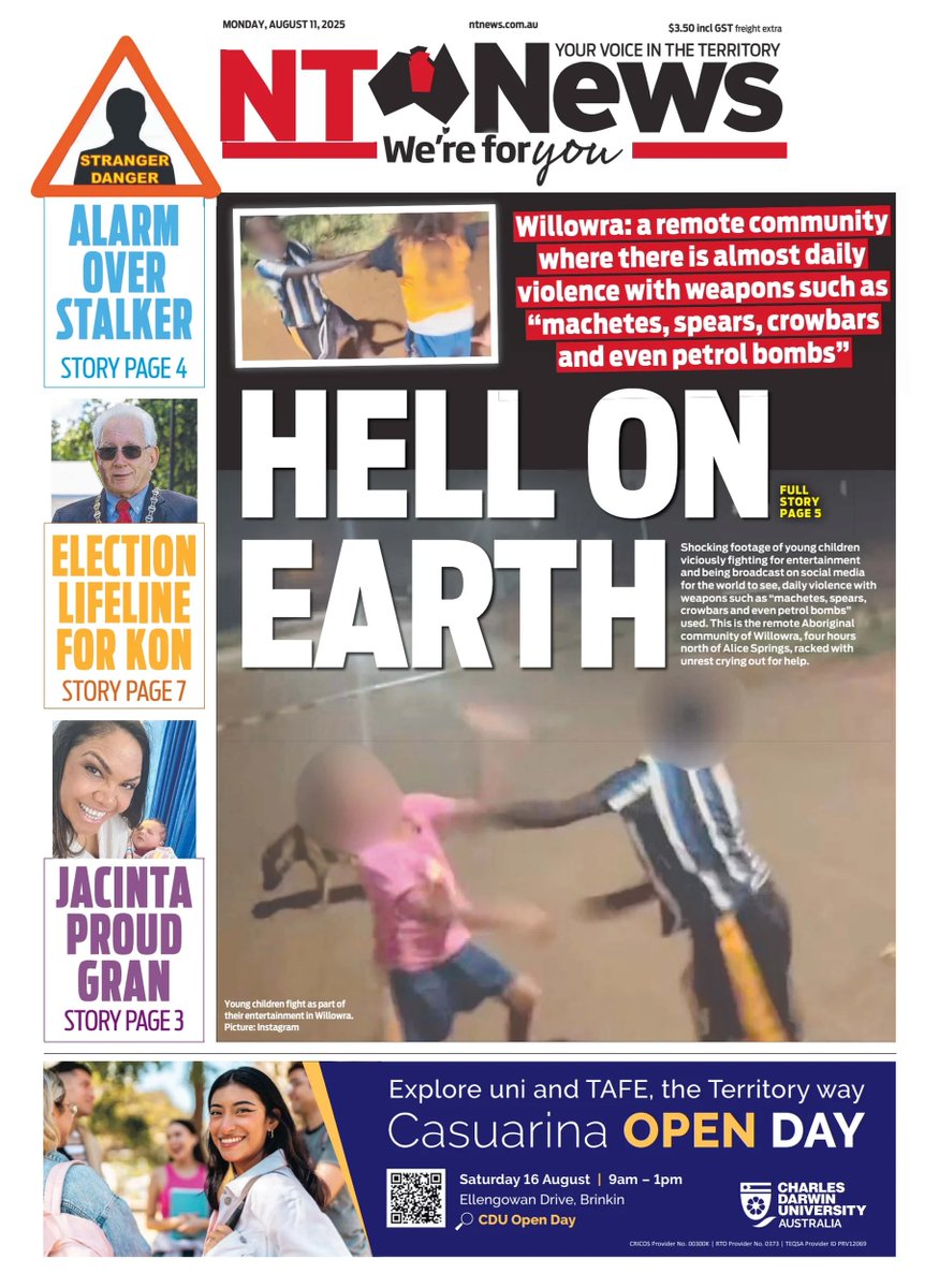 🇦🇺 Hell On Earth

▫Shocking footage of young children fighting for entertainment is a cry for help from a remote Aboriginal community plagued by violence and unrest

#frontpagestoday #Australia <a href="/TheNTNews/">The NT News</a>