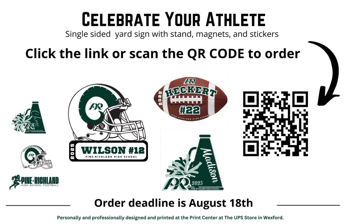 Don’t forget to order your PR spirit wear and yard signs!!!