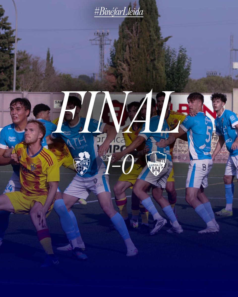 InsideLleidaEsp's tweet photo. ❌ El Lleida CF ha sumat la seva segona derrota consecutiva en aquesta Pretemporada.

👉 El CD Binéfar s’ha imposat per 1 gol a 0 devant el conjunt blau.

👇 Crònica https://t.co/GNVTqMVo8A