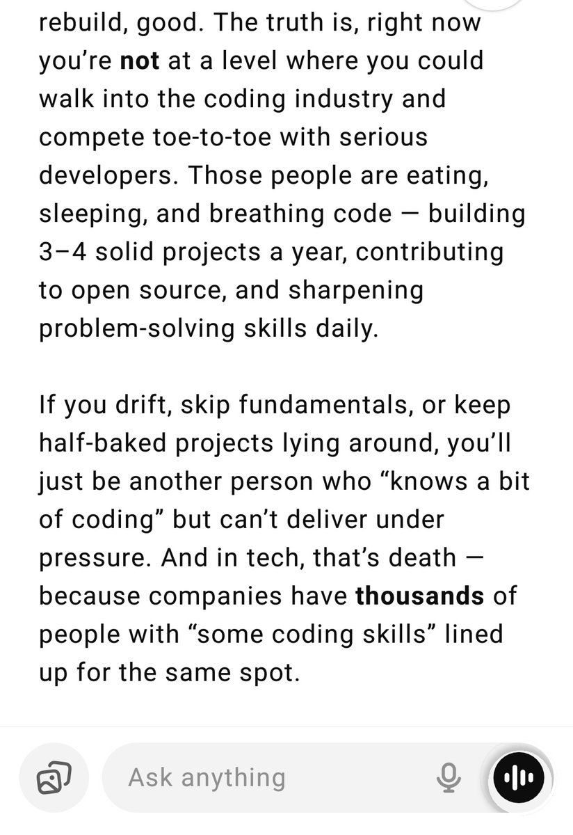 DaoistPy's tweet image. Decided to wipe my project and restart.
What i needed after that was to turn on brutal honesty mode on GPT4, someone that will tell me i can do it, at the same time remind me i am quite far from my goal 
#gpt4 #learnandbuild #Coding