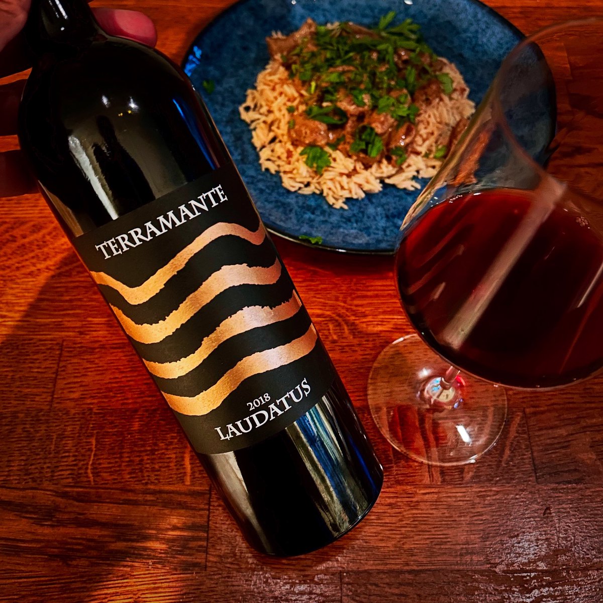 Only 750 bottles made. Night harvest of Sangiovese and Sagrantino. Power, plumminess, earthy spice, umami, and freshness. Umbria's finest? Paired with veal and porcini in cream, mustard, and cognac.