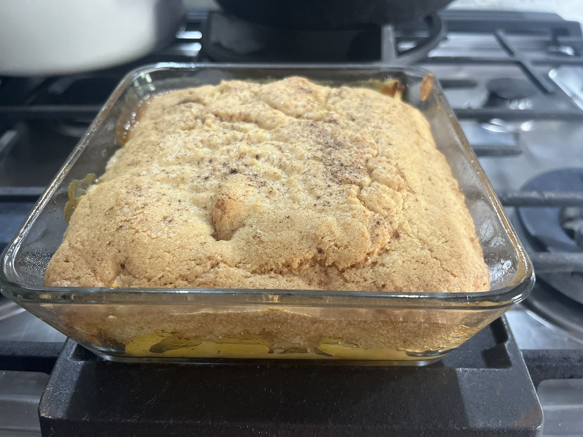 Bray_Baby's tweet photo. Nobody: 

Absolutely nobody:

Me: I feel like making peach cobbler today. 🤝🏾 https://t.co/Q3sMWlnF2M