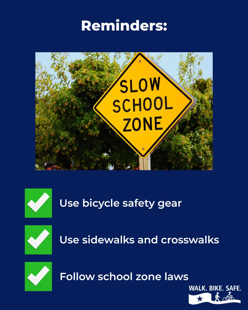 That’s right — students will soon be returning to middle and high school campuses! As the school year kicks off, please stay alert: watch for pedestrians at crosswalks, share the road with cyclists, and always obey school zone speed limits. Let’s help keep our students safe!