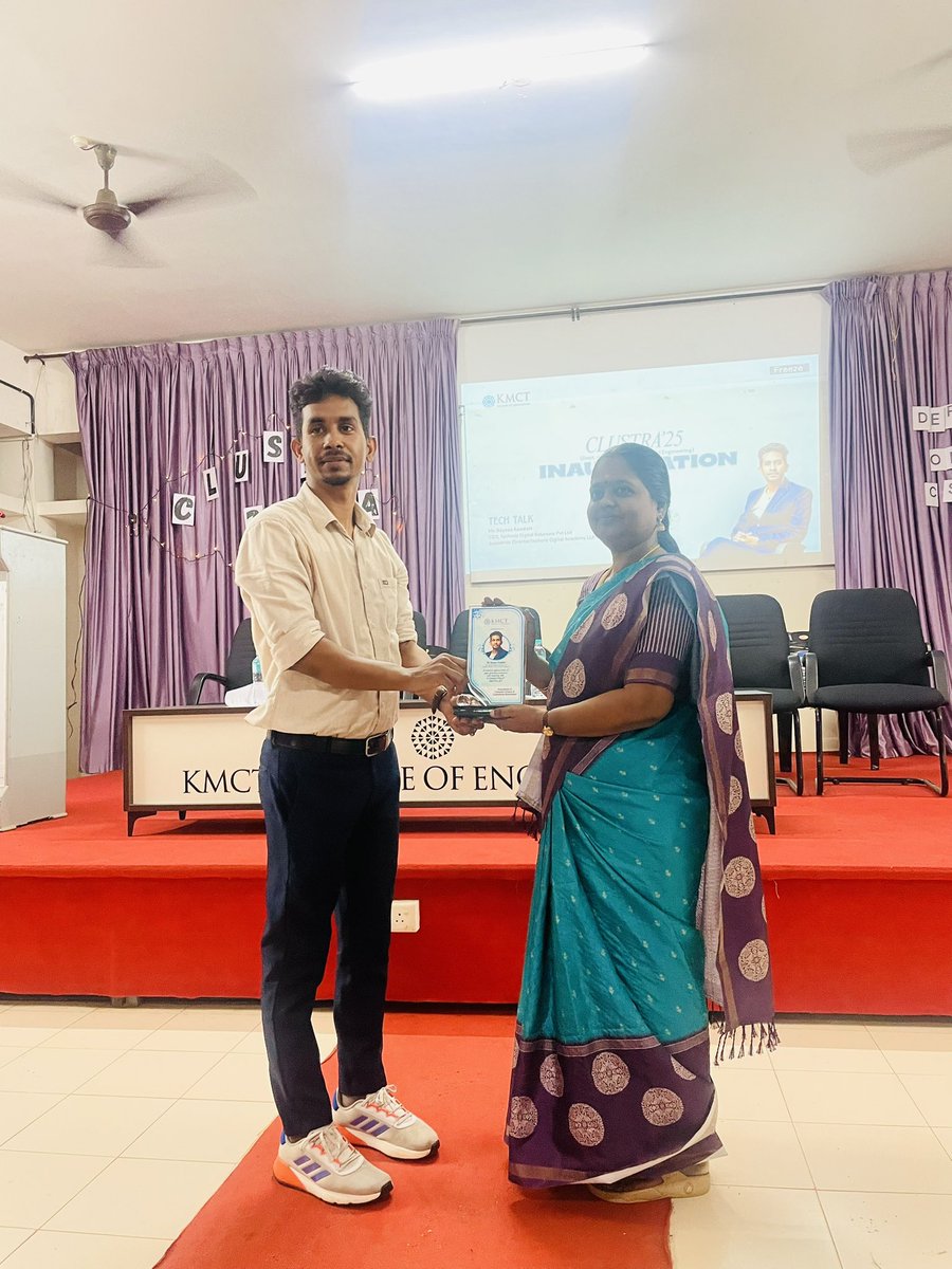 RkNadapuram's tweet photo. Honored to kick off CLUSTRA‘25, the flagship annual association event of the Department of Computer Science and Engineering at KMCT College of Engineering — a celebration of innovation, collaboration, and student excellence.

Thank you, KMCT College of Engineering https://t.co/RHDz5IIlWw