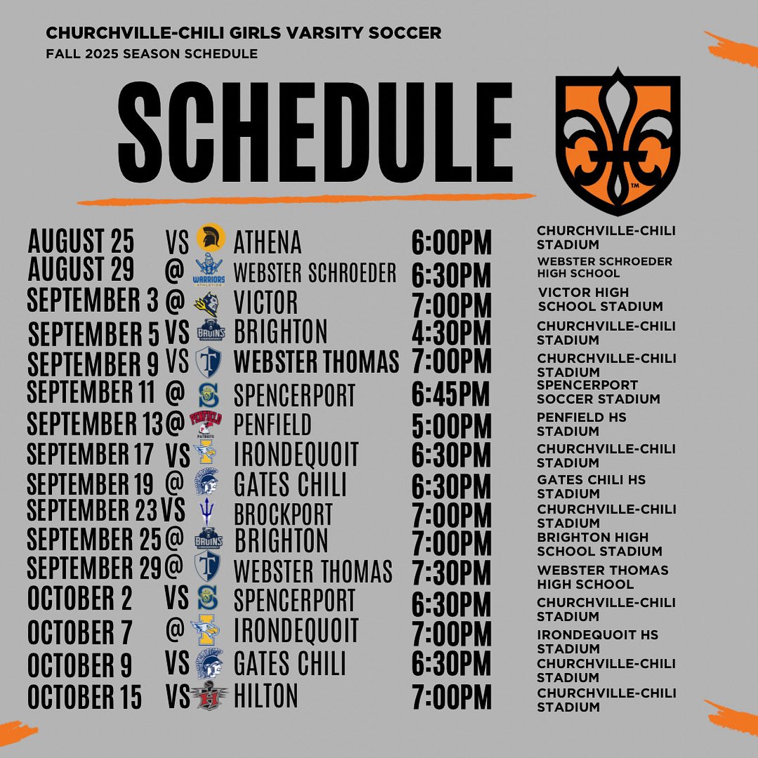 CCCSD Girls Soccer (@cccsdgsoccer) on Twitter photo Soccer Season is here! Our girls varsity season kicks off with a scrimmage against Athena in a couple weeks and then our first game vs Webster Schroeder! Here we go ladies! Let’s go Saints! ⚽️🖤🧡 <a href="/CCCSDtweets/">Churchville-Chili Central School District</a> Soccer Season is here! Our girls varsity season kicks off with a scrimmage against Athena in a couple weeks and then our first game vs Webster Schroeder! Here we go ladies! Let’s go Saints! ⚽️🖤🧡 <a href="/CCCSDtweets/">Churchville-Chili Central School District</a>