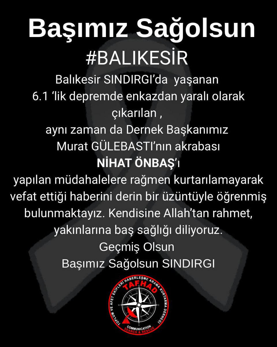 TAFHAD ARAMA KURTARMA HABERLEŞME DERNEĞİ tweet media