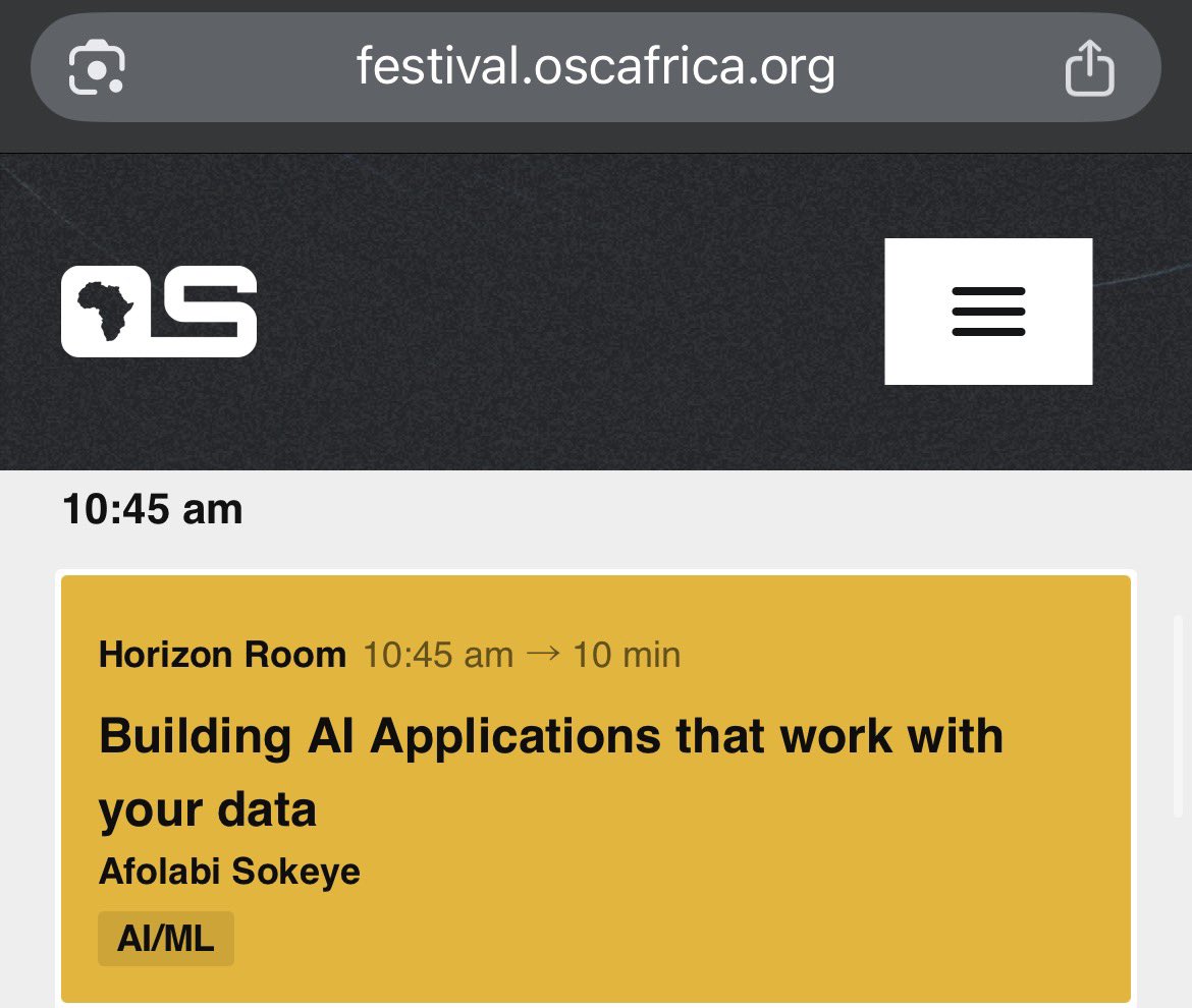 Afolabi Sokeye 🧱 (@sokeyea) on Twitter photo Currently wrapping up my #oscafest25 session material
I have a lot of interesting stuff to share <a href="/osca_hq/">Open Source Community Africa</a>, mostly on what you need to know to actually build and ship your AI usecase 🚀
See you all on Friday, August 15th by 10:45am 💪🏿 Currently wrapping up my #oscafest25 session material
I have a lot of interesting stuff to share <a href="/osca_hq/">Open Source Community Africa</a>, mostly on what you need to know to actually build and ship your AI usecase 🚀
See you all on Friday, August 15th by 10:45am 💪🏿