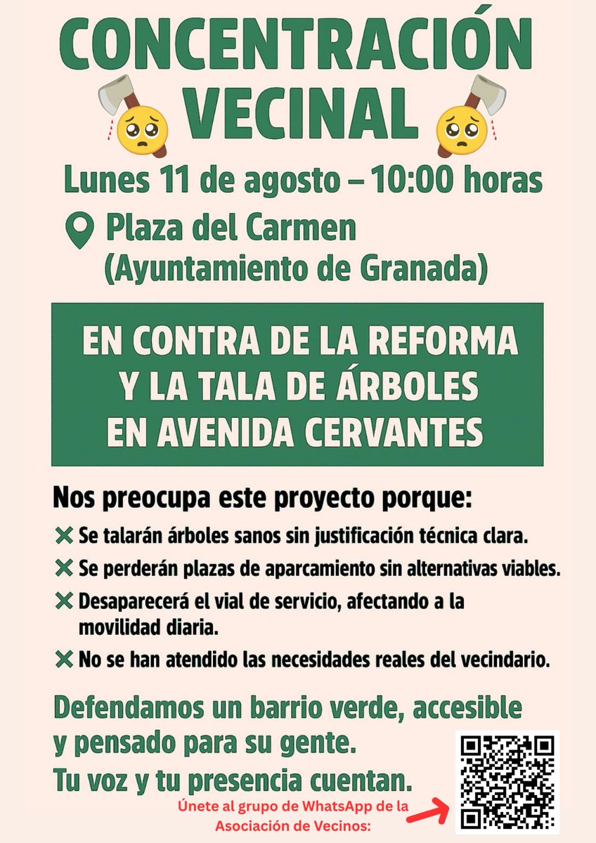 ‼NO A LA TALA DE ÁRBOLES CENTENARIOS‼ <a href="/LaLexArtis/">Salvador Soler</a>  <a href="/AleDuranGR/">Alejandra Durán.</a> <a href="/mimarve1/">miguel martín velázquez - 🇳🇬 🇪🇸</a> <a href="/MartinaVelardeG/">Martina Velarde</a> <a href="/MarioOrtega/">Mario Ortega</a> <a href="/honrubiahurtado/">Pedro Honrubia</a> #Granada #Árboles #Calle #Cervantes #Crimen #Vecinos #Vecinas #Arboricidio #FelizLunes #FelizMartes #FelizMiércoles #FelizJueves #FelizViernes #FelizSábado