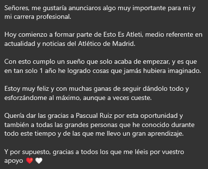Adrián Sierra (@adriexcel) on Twitter photo Muchas gracias a todos, esto no ha hecho más que empezar 🫡❤️
<a href="/pascualruizar/">Pascual Ruiz Arnal</a>
<a href="/estoesatleti/">Esto Es Atleti 🇪🇸 🇬🇧</a> Muchas gracias a todos, esto no ha hecho más que empezar 🫡❤️
<a href="/pascualruizar/">Pascual Ruiz Arnal</a>
<a href="/estoesatleti/">Esto Es Atleti 🇪🇸 🇬🇧</a>