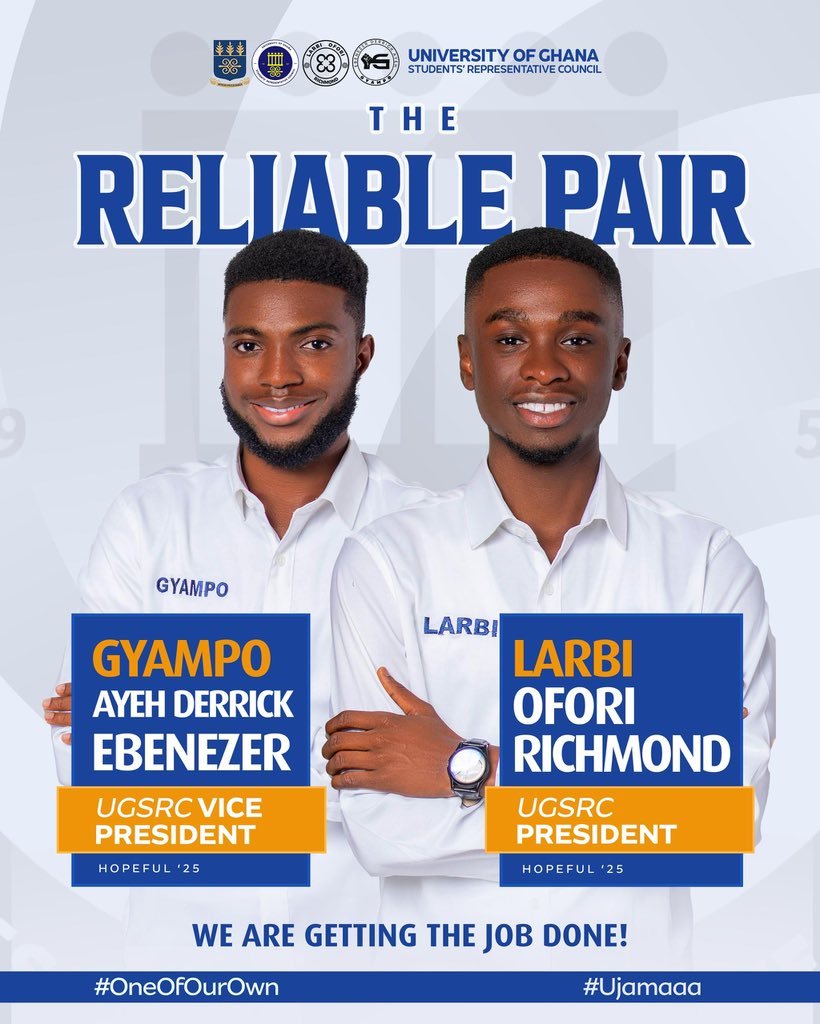 LARBI x GYAMPO FOR UGSRC PRESIDENCY

Dear students, LARMPO is united for the 75,000+ students, championing the voice of both residents and non-residents, turning bold ideas into lasting impact, and building a legacy of service, innovation, and opportunity for all
<a href="/Voice_of_Legon/">𝐕𝐨𝐢𝐜𝐞 𝐎𝐟 𝐋𝐞𝐠𝐨𝐧</a>