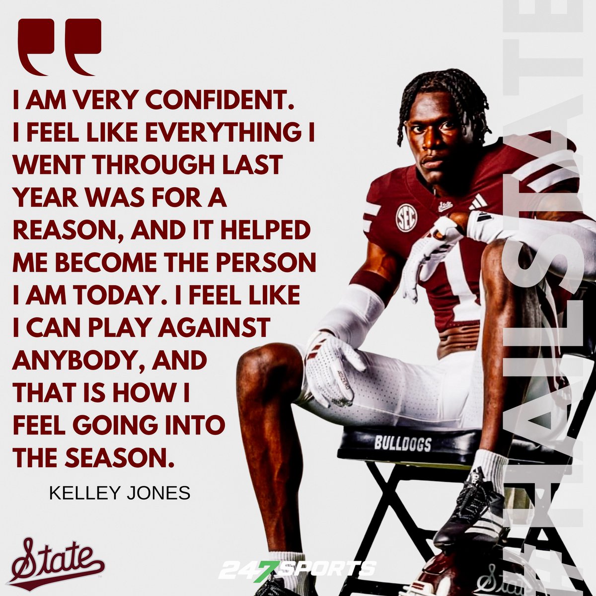 Kelley Jones (<a href="/kelleyjones511/">Kelley Jones</a>), the Mississippi State defensive back from Clarksdale, Mississippi, visits with Jacob Bain about how last year's adversity has fueled the preparation heading into the 2025 season.  #HailState 

247sports.com/college/missis…