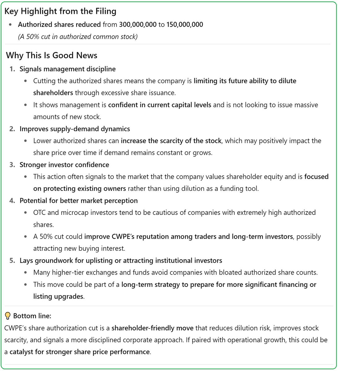 Gems__Finder's tweet photo. $CWPE | CW Petroleum Corp
Highlighting CWPE’s Aug 8th Form 1-U filing and why it’s bullish:
📄 Filing: https://t.co/JF4HqXTWmE
#OTCStocks #StockMarket #CWPE #Microcap #investing https://t.co/pUyTpz3Vns