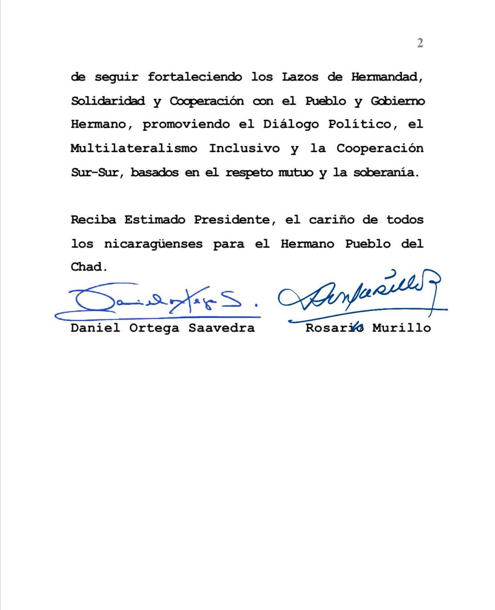 🇳🇮🤝🇹🇩 Nicaragua saluda al valiente pueblo de la República del Chad en el 65 aniversario de su independencia.  

#Nicaragua 
#republicadechad