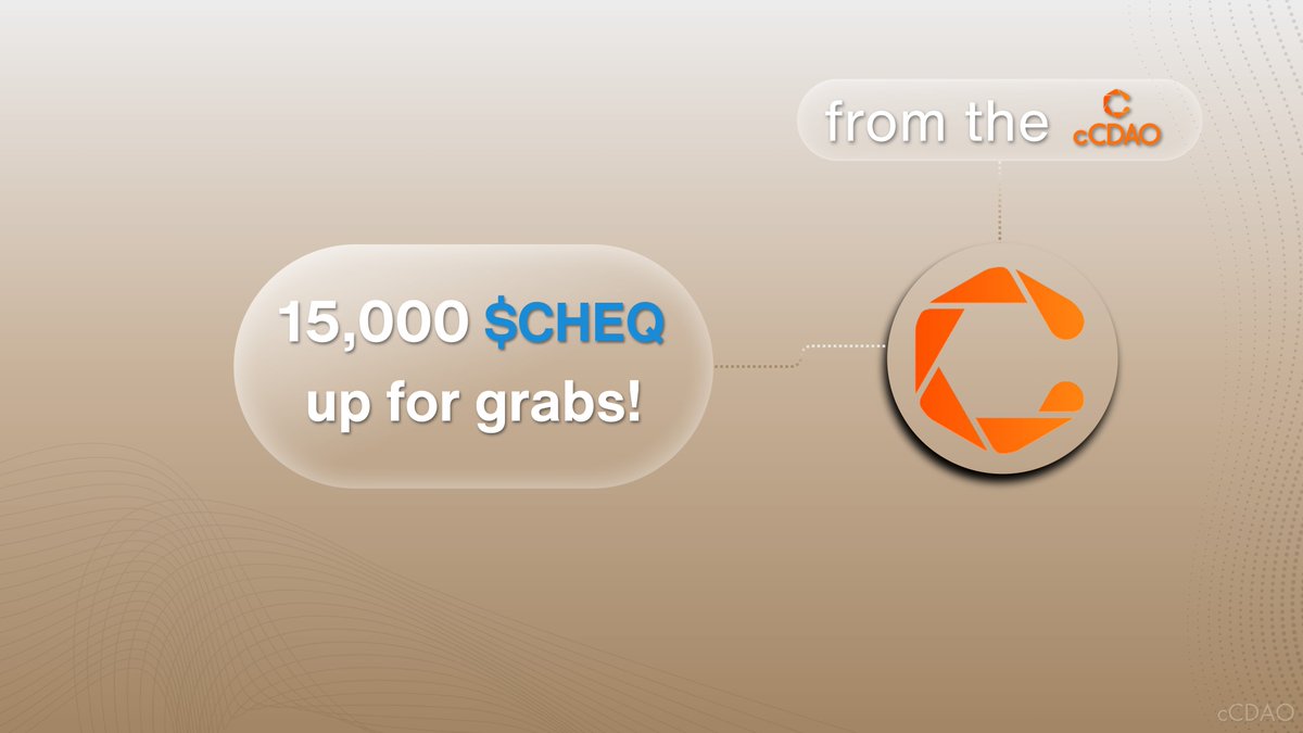 $CHEQ Token Giveaway Announcement still going strong!

The community led cCDAO is excited to announce a straightforward $CHEQ token giveaway.

Please see the details below to join at the bottom of the post.👇 ( It's closing fast )

A refresher to those new here,

Why Cheqd