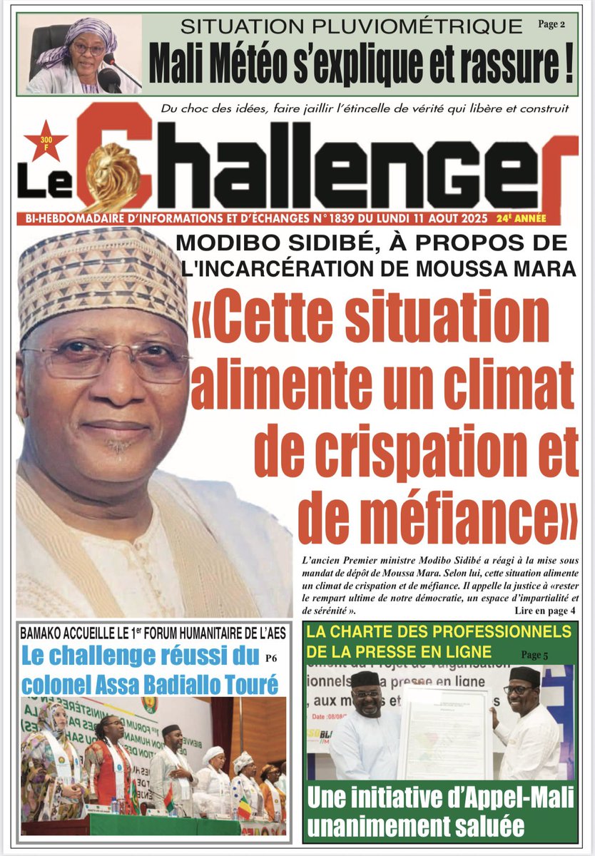 JrLeChallenger's tweet photo. 🗞️ Découvrez la UNE du Challenger de ce lundi 11 août 2025. 
Très belle semaine à vous tous !

Bonne lecture… https://t.co/d5MVVFP3ig