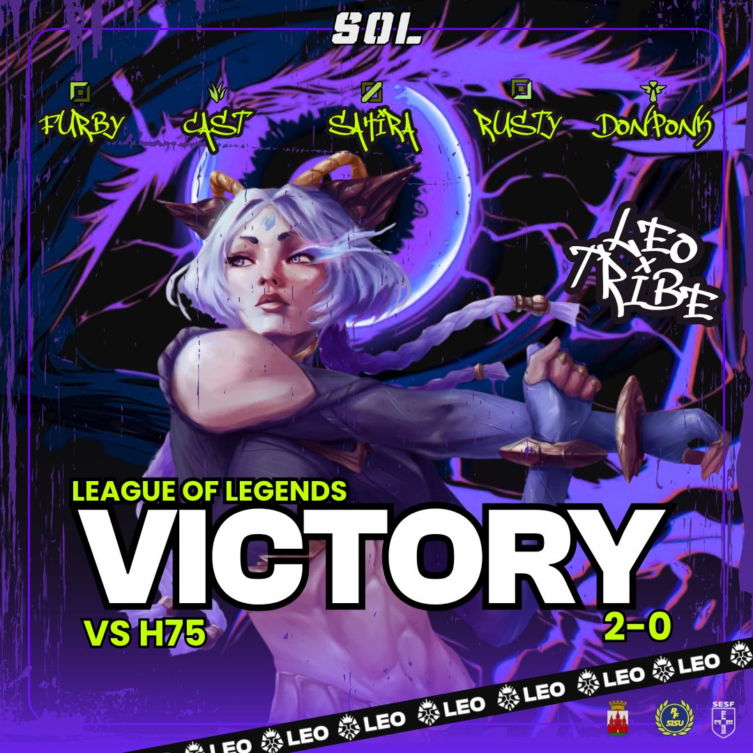LundEsports's tweet photo. We take down #H75, they put up a formiddable fight. GGWP!

Shoutout and respect to @PinkRengo for an insane gameplay!

Next up our favorite hatewatchers @Bardicted2U 🥸

#LEOTribe #SOLS11 https://t.co/9X9JkYzl79