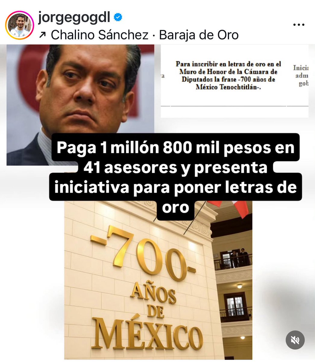 Bruja Cósmica de los Salchis (@indraelephant8) on Twitter photo Iniciativas presentadas por <a href="/Sergeluna_S/">Sergio Gutz. Luna</a> ante la Camara de Diputados
⚜️Inscribir en letras de oro la frase “700 años de México Tenochtitlán” en el muro de honor de esa misma camara.
Nuestros impuestos se van en estupideces de ese tipo, asi como mantener a la familia de Iniciativas presentadas por <a href="/Sergeluna_S/">Sergio Gutz. Luna</a> ante la Camara de Diputados
⚜️Inscribir en letras de oro la frase “700 años de México Tenochtitlán” en el muro de honor de esa misma camara.
Nuestros impuestos se van en estupideces de ese tipo, asi como mantener a la familia de