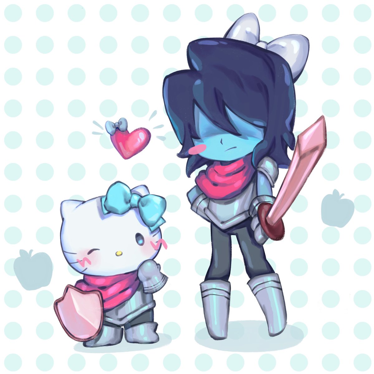 #deltarune #Kris #hellokitty  Both of them have ribben and some kind of connection with apple and that’s cute 🍎