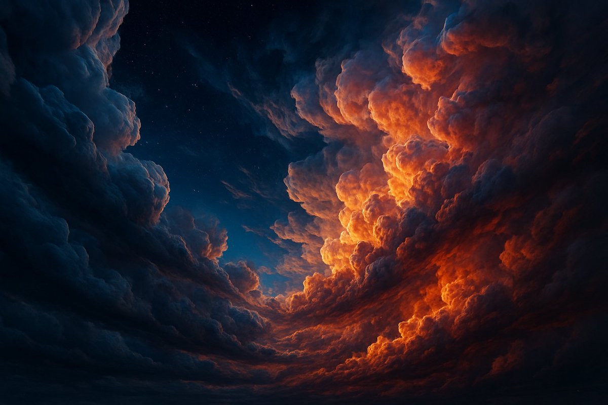 axchapman's tweet photo. AI Image of the Day - Storm of Fire and Shadows
#ai #artificial_Intelligence #artificialIintelligence #image #fire #sky #art https://t.co/zVT1ObV5pX