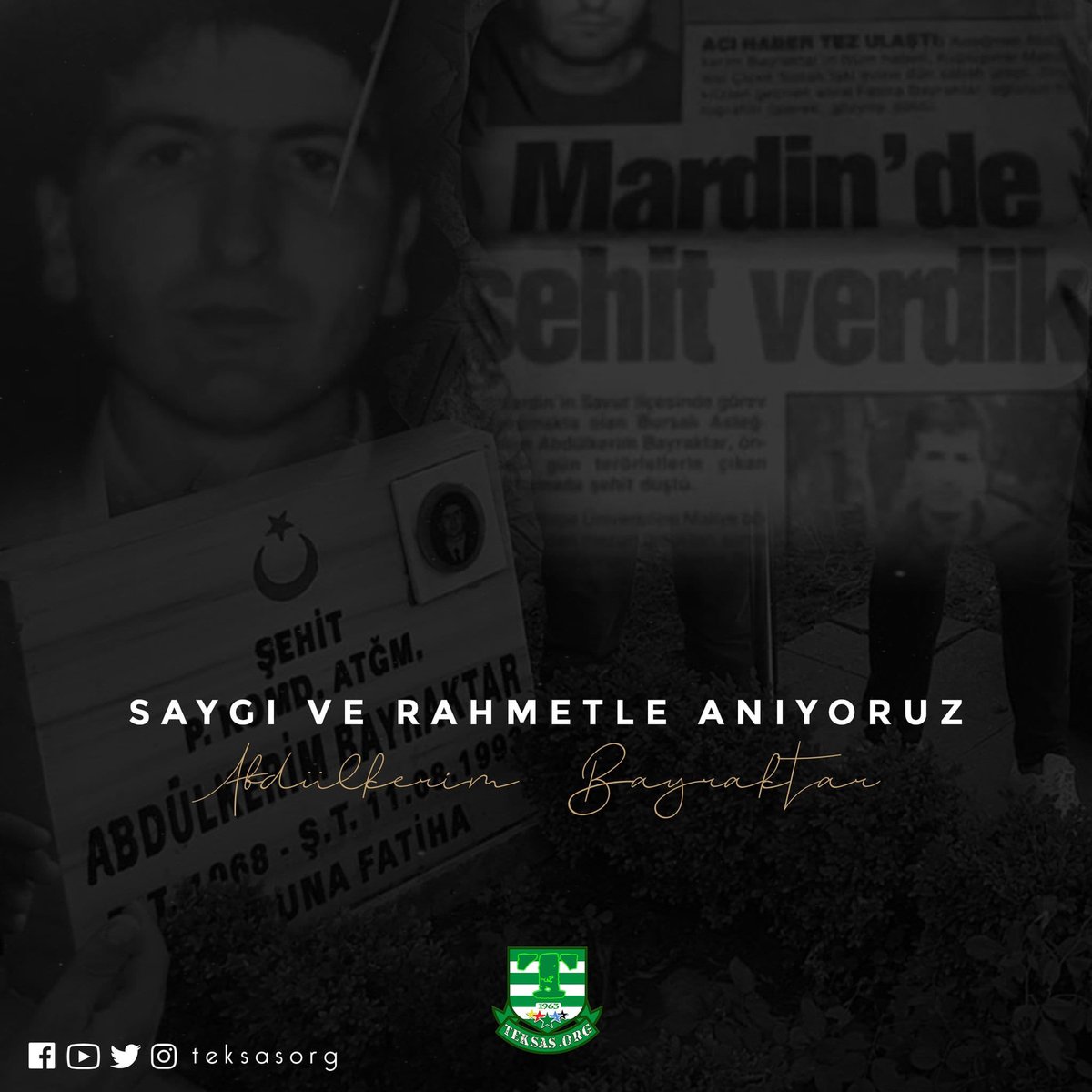 Ayırsa da bizi kahpe kurşunlar, Teksaslılar ölmez kalplerde yaşar" Şehit Abdülkerim Bayraktar ağabeyimizin vefatının 32.yılında rahmetle anıyoruz.
#BursAnkara