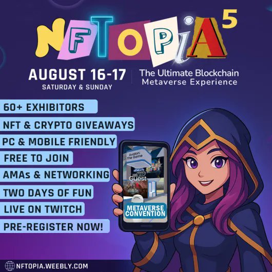 Puzzled: NFTOPIA Convention August 16-17! (@puzzlerpuzzled) on Twitter photo Looking forward to catching up with <a href="/cryptoshots_nft/">Crypto Shots | Web3 Shooter @ HIVE/BTC/WAX/ETH</a> at NFTOPIA, the Ultimate Metaverse Event for blockchains, on August 16-17! Looking forward to catching up with <a href="/cryptoshots_nft/">Crypto Shots | Web3 Shooter @ HIVE/BTC/WAX/ETH</a> at NFTOPIA, the Ultimate Metaverse Event for blockchains, on August 16-17!