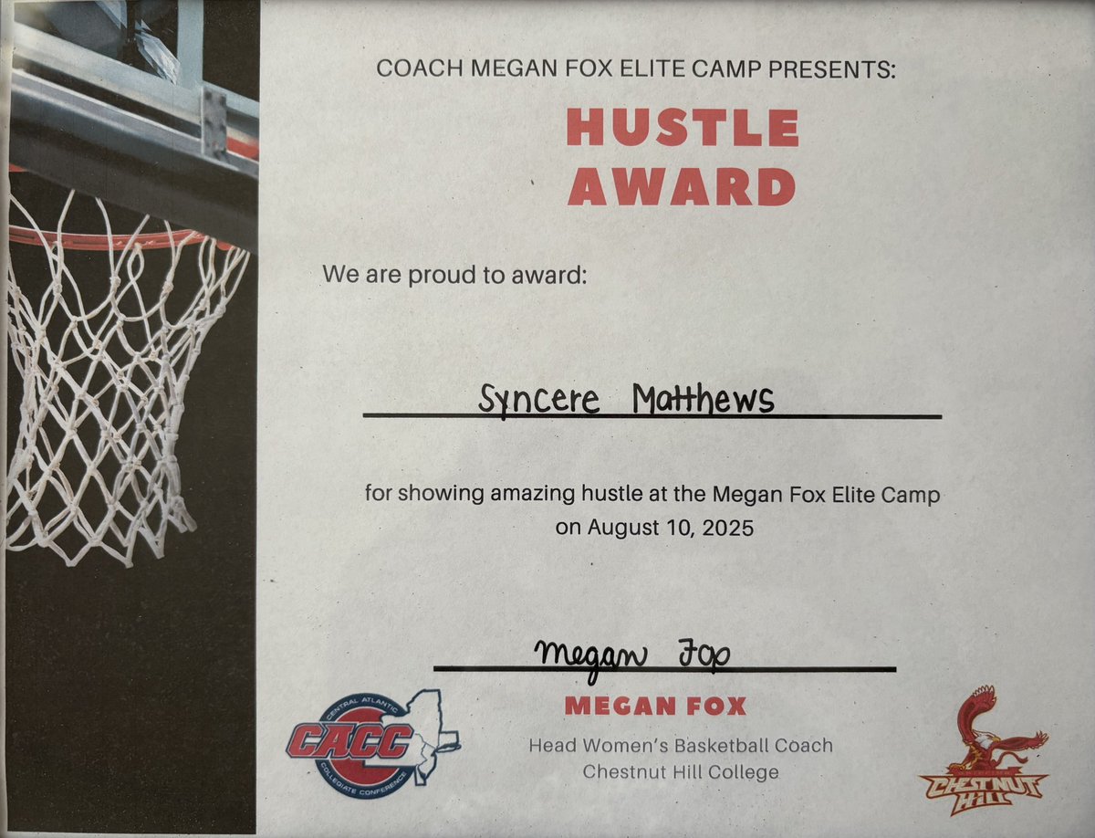 Thank you to <a href="/CoachFox__/">Megan Fox</a> and the rest of the <a href="/CHCWBB/">Chestnut Hill College Griffins WBB</a> family for hosting a great elite camp &amp; for recognizing my effort! 
 
<a href="/CoreyD2For1/">Corey Dickerson</a> 
<a href="/TRDipp/">Taylor Dippery</a> 
<a href="/TEAMPAHOOPS/">TEAM PENNSYLVANIA</a>