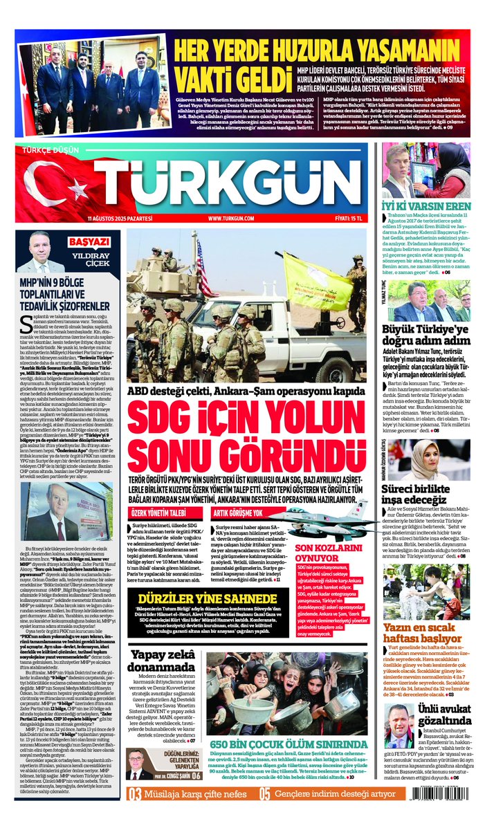 Gazetemizin 11 Ağustos 2025 Pazartesi baskısını inceleyebilirsiniz... #Türkgün #turkgungazetesi