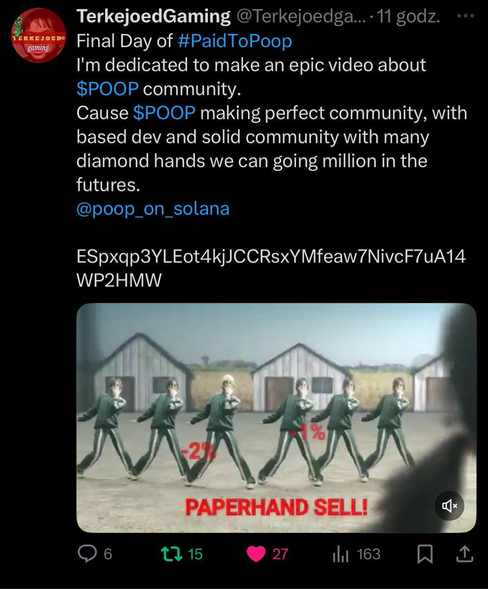 $POOP 💩 (@poop_on_solana) on Twitter photo 🚨💩 $POOP Daily Viral Challenge – GRAND FINALE WINNERS! 💩🚨
The final flush has spoken, and we’re ending with a massive splash! 🧻🔥
🥇 <a href="/delux65206/">Damsel Indistress</a>
📊 55 Likes | 44 Reposts | 12 Comments | 261 Views
💼 Wallet: 3d3eiN9uu7TcSiUFfj5ow6GZyK3R4mTdsfMDpRrfGWMh
🏆 Reward: 1,300,000 🚨💩 $POOP Daily Viral Challenge – GRAND FINALE WINNERS! 💩🚨
The final flush has spoken, and we’re ending with a massive splash! 🧻🔥
🥇 <a href="/delux65206/">Damsel Indistress</a>
📊 55 Likes | 44 Reposts | 12 Comments | 261 Views
💼 Wallet: 3d3eiN9uu7TcSiUFfj5ow6GZyK3R4mTdsfMDpRrfGWMh
🏆 Reward: 1,300,000
