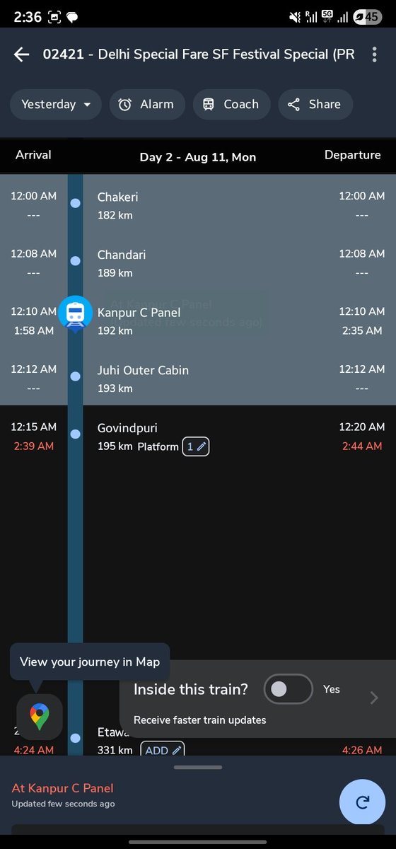 iamaahilkhan_ak's tweet image. I was planned to travel by rail 2nd time in my life but your rail service too bad why? Delayed by 2 hours 44 minutes at #govindpuri #kanpur #railservice 
#02421 #delhispecialfare #IndianRailways #railway #TooLate @RailMinIndia @RailwayNorthern