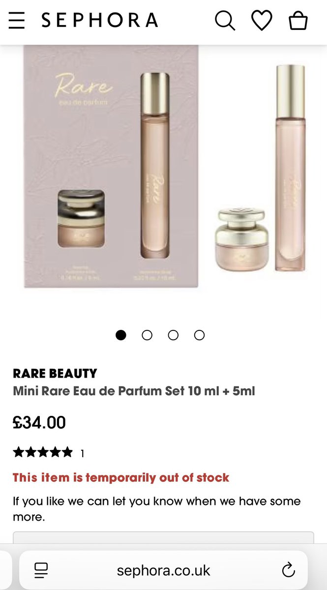 wow... Sephora Germany and England - the entire <a href="/rarebeauty/">Rare Beauty</a> perfume collection is sold out... perfume, mini set, layering balms... everything 👏❤️