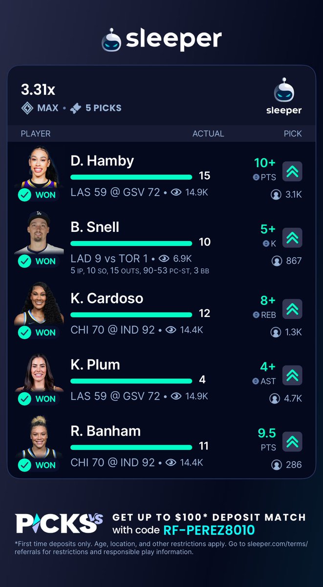 Sleeper 2-5x slips are the move rn 💰💰💰💰