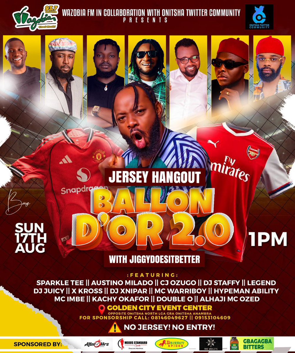 Omereberenneya's tweet image. Come Sunday I want to be rocking this but my pocket is saying otherwise 

Whichever it is, see you on Sunday

#WazobiaFMOnitsha
#OnitshaTwitterCommunity
#JerseyHangout
#BallondorWithJiggydoesitbetter