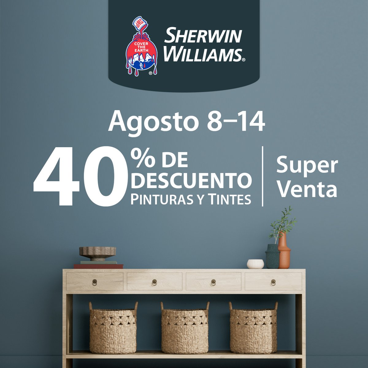 SWPintura's tweet photo. Aprovecha y compra en una de nuestras ventas más grandes del verano y ahorra 40% en pinturas y tintes: https://t.co/p4krIFGNNA
.
Oferta válida de agosto 8 al 14 de 2025. Aplican algunas restricciones. https://t.co/H3EWf6Yhbs