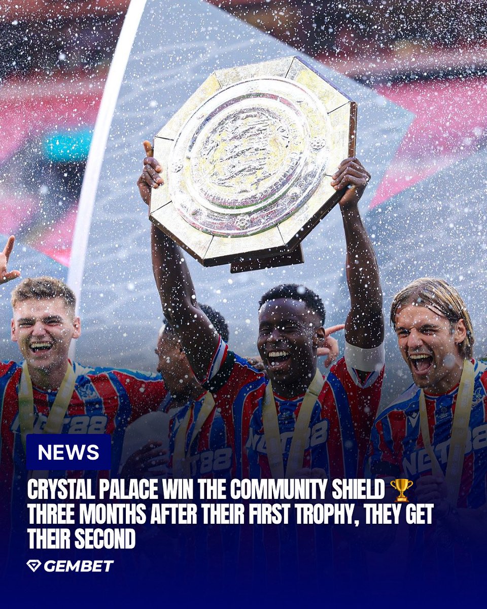 GemBet88's tweet photo. Palace joy at Wembley once again! 🥳🦅

They claim their first-ever Community Shield 🏆

#CRYLIV #FACommunityShield #Liverpool #CrystalPalace https://t.co/GOwt4pXcbT