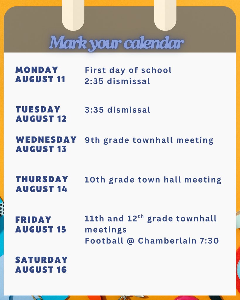 Back to School &amp; Better Than Ever! Here’s your week-at-a-glance so you don’t miss a thing.  From bell schedules to big events and all the ways to get involved on campus. Let’s make this year one to remember!